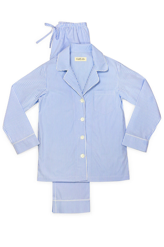 Blue Pinstripe Cotton Pajamas