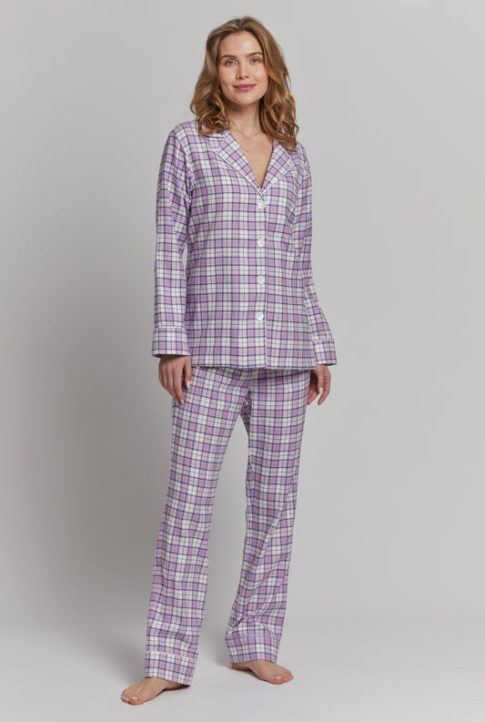 Pink Navy Plaid Portuguese Flannel Pajamas